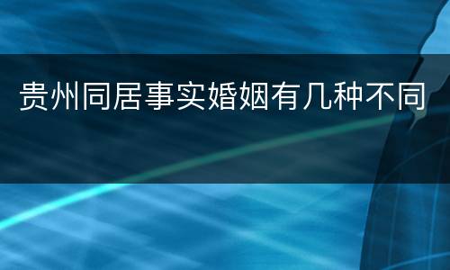 贵州同居事实婚姻有几种不同