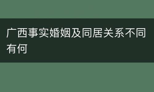 广西事实婚姻及同居关系不同有何