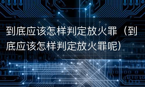 到底应该怎样判定放火罪（到底应该怎样判定放火罪呢）