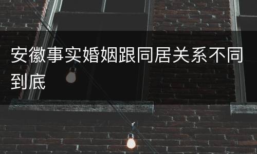 安徽事实婚姻跟同居关系不同到底