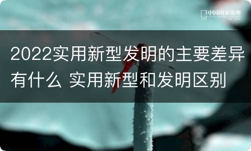 2022实用新型发明的主要差异有什么 实用新型和发明区别