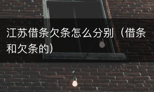 江苏借条欠条怎么分别（借条和欠条的）
