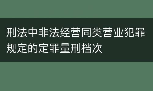 刑法中非法经营同类营业犯罪规定的定罪量刑档次