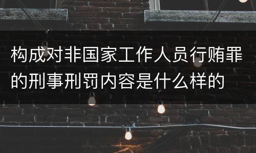 构成对非国家工作人员行贿罪的刑事刑罚内容是什么样的