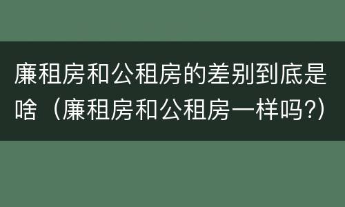 廉租房和公租房的差别到底是啥（廉租房和公租房一样吗?）