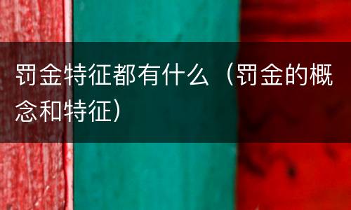 罚金特征都有什么（罚金的概念和特征）