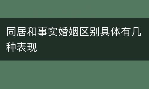 同居和事实婚姻区别具体有几种表现
