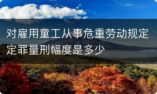 对雇用童工从事危重劳动规定定罪量刑幅度是多少