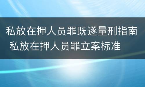 私放在押人员罪既遂量刑指南 私放在押人员罪立案标准