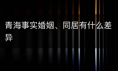 青海事实婚姻、同居有什么差异
