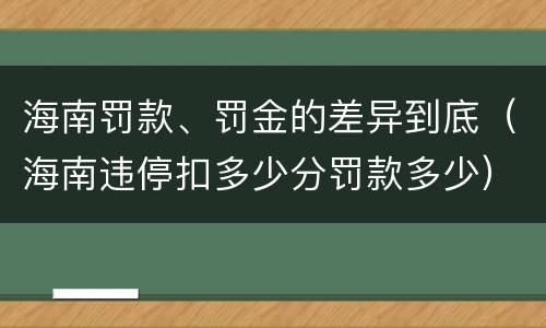 海南罚款、罚金的差异到底（海南违停扣多少分罚款多少）