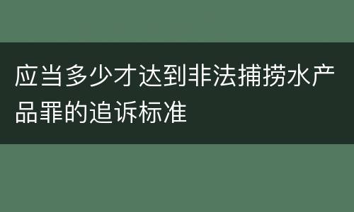 应当多少才达到非法捕捞水产品罪的追诉标准