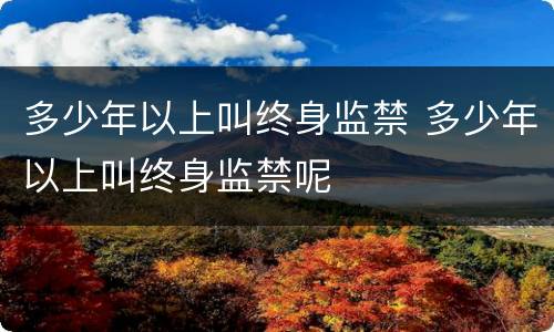 多少年以上叫终身监禁 多少年以上叫终身监禁呢