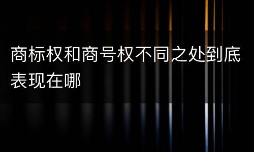 商标权和商号权不同之处到底表现在哪