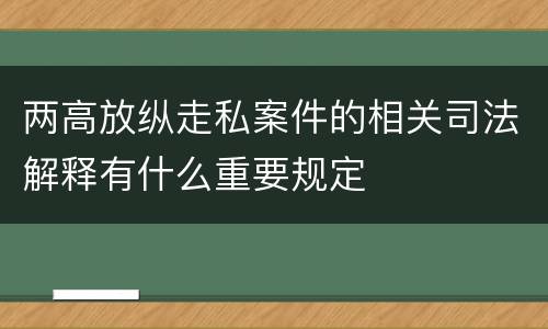 两高放纵走私案件的相关司法解释有什么重要规定