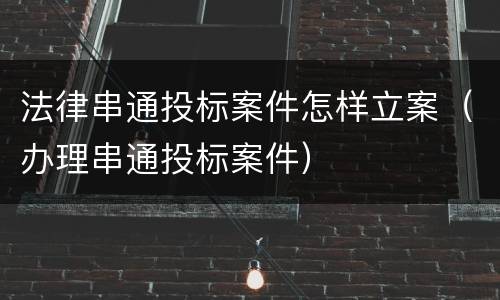法律串通投标案件怎样立案（办理串通投标案件）