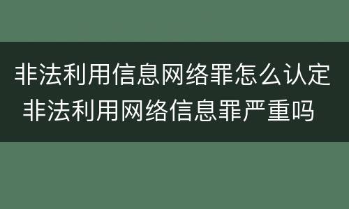 非法利用信息网络罪怎么认定 非法利用网络信息罪严重吗
