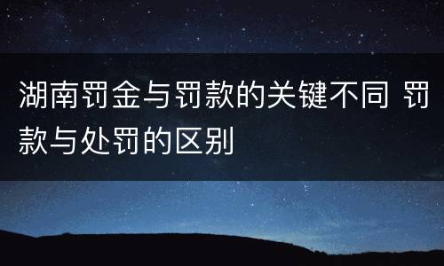 湖南罚金与罚款的关键不同 罚款与处罚的区别