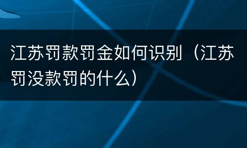 江苏罚款罚金如何识别（江苏罚没款罚的什么）