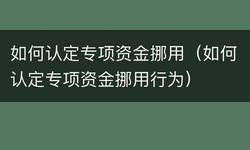 如何认定专项资金挪用（如何认定专项资金挪用行为）