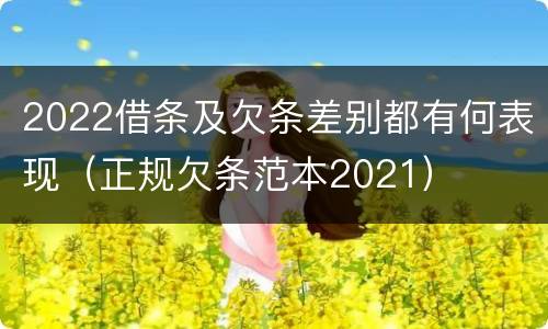 2022借条及欠条差别都有何表现（正规欠条范本2021）