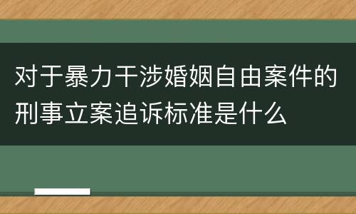 对于暴力干涉婚姻自由案件的刑事立案追诉标准是什么
