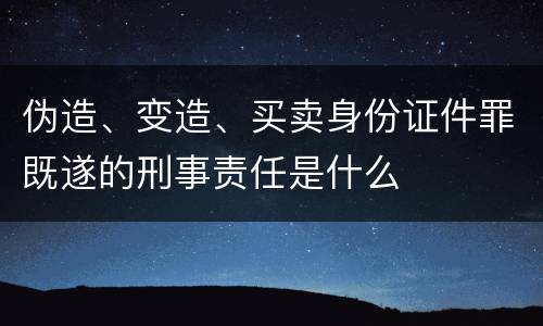 伪造、变造、买卖身份证件罪既遂的刑事责任是什么