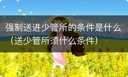 强制送进少管所的条件是什么（送少管所须什么条件）
