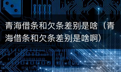青海借条和欠条差别是啥（青海借条和欠条差别是啥啊）