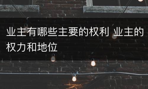 业主有哪些主要的权利 业主的权力和地位