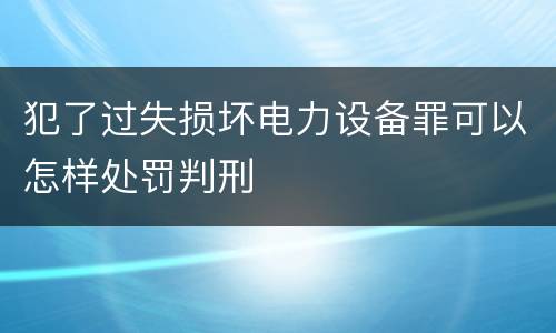 犯了过失损坏电力设备罪可以怎样处罚判刑