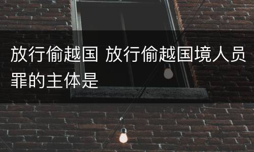 放行偷越国 放行偷越国境人员罪的主体是