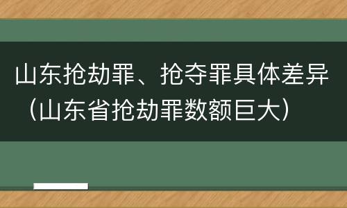 山东抢劫罪、抢夺罪具体差异（山东省抢劫罪数额巨大）
