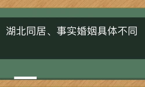 湖北同居、事实婚姻具体不同