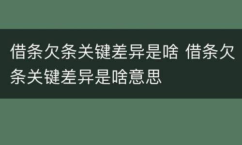 借条欠条关键差异是啥 借条欠条关键差异是啥意思