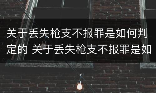 关于丢失枪支不报罪是如何判定的 关于丢失枪支不报罪是如何判定的罪名