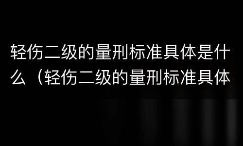 轻伤二级的量刑标准具体是什么（轻伤二级的量刑标准具体是什么意思）