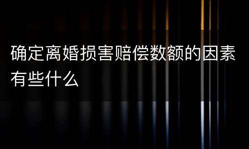 确定离婚损害赔偿数额的因素有些什么