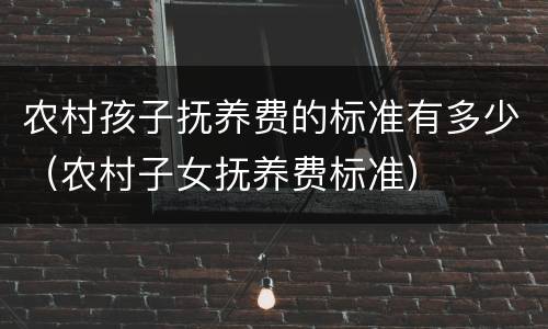 农村孩子抚养费的标准有多少（农村子女抚养费标准）