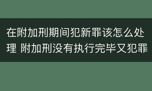 在附加刑期间犯新罪该怎么处理 附加刑没有执行完毕又犯罪是否构成累犯