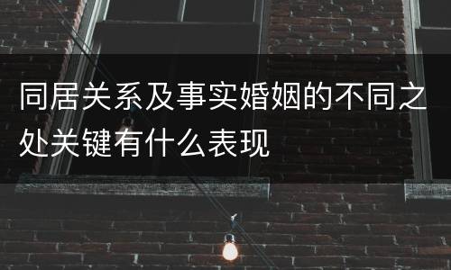 同居关系及事实婚姻的不同之处关键有什么表现