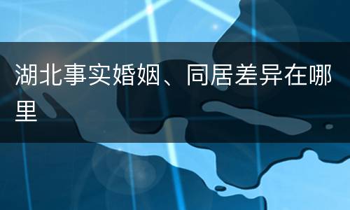 湖北事实婚姻、同居差异在哪里