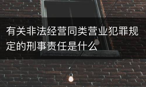 有关非法经营同类营业犯罪规定的刑事责任是什么