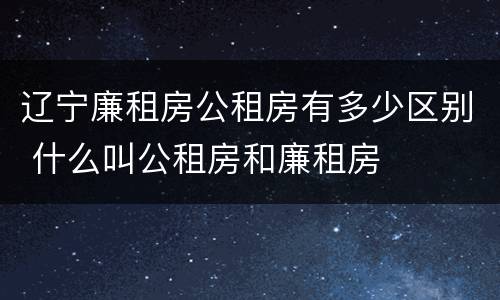 辽宁廉租房公租房有多少区别 什么叫公租房和廉租房