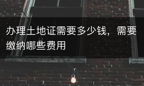 办理土地证需要多少钱，需要缴纳哪些费用
