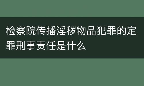检察院传播淫秽物品犯罪的定罪刑事责任是什么