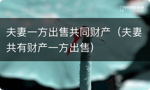 夫妻一方出售共同财产（夫妻共有财产一方出售）