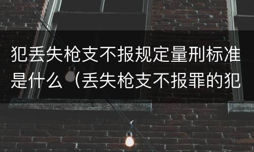 犯丢失枪支不报规定量刑标准是什么（丢失枪支不报罪的犯罪主体只能是什么）