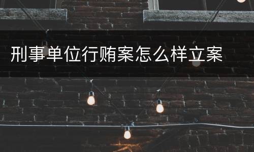 刑事单位行贿案怎么样立案