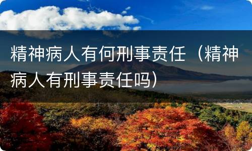 精神病人有何刑事责任（精神病人有刑事责任吗）
